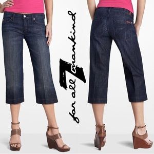 7 For All Mankind Dojo Dark Washed Flare Crop Jeans Sz 26